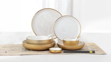 Ceramic Gold Dinnerware Set