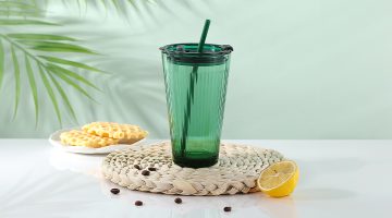 Dark Green Glass Sippy Tumbler